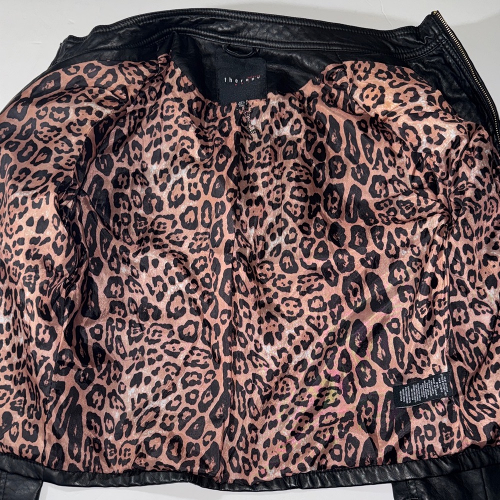 Therapy Black Faux Leather Jacket with Gold Accents Petite XL - Picture 8 of 10